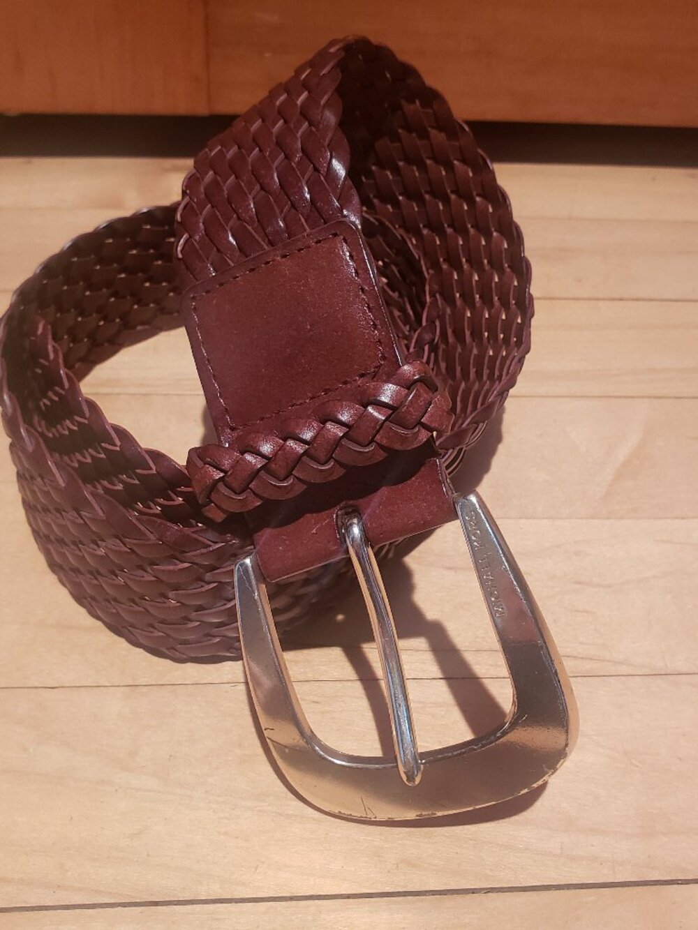 Michael Kors Brown Genuine Leather Braided Belt S/M Boho Festival 2"W Adjustable